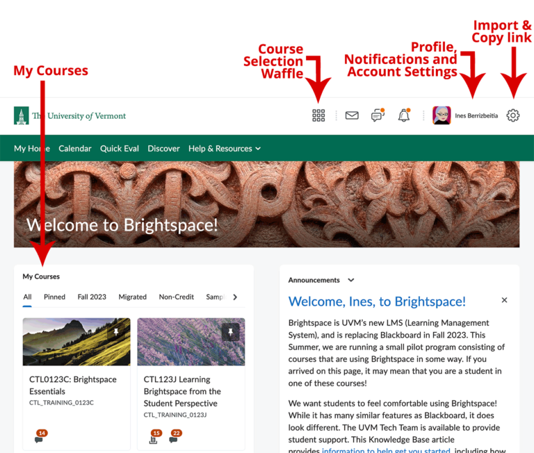 Brightspace – UVM Landing Page – UVM Knowledge Base