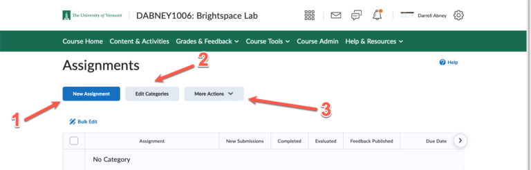Brightspace – Create, Manage, and Grade Assignments – UVM Knowledge Base
