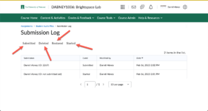 Brightspace Assignment Submission Log Restore