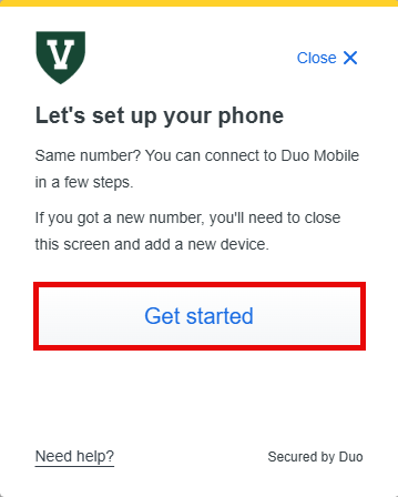 Get Started button