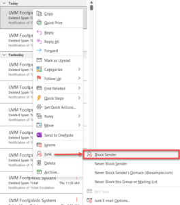 Outlook Block Sender.