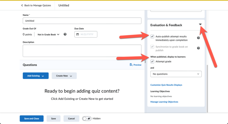 Brightspace – Quizzes – UVM Knowledge Base