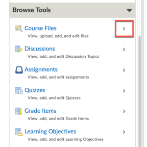 Brightsapce Course Builder Browse Tools
