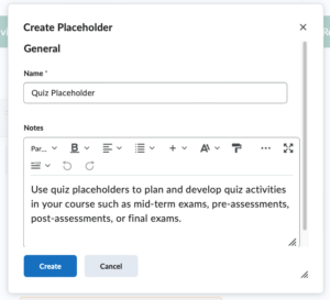 Brightsapce Course Builder Placeholder