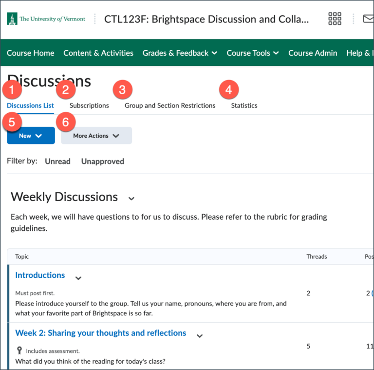 Brightspace – Discussions – UVM Knowledge Base