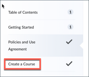Brightspace Create a Course link
