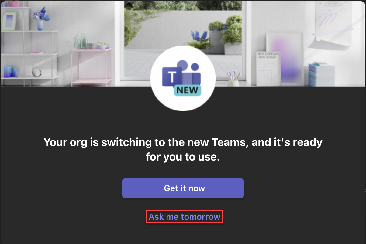 Ask me tomorrow button in purple text against black background