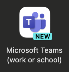 Microsoft Teams (work or school) white text against black background