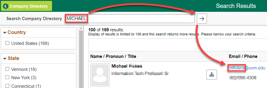 PeopleSoft Company Directory Search example