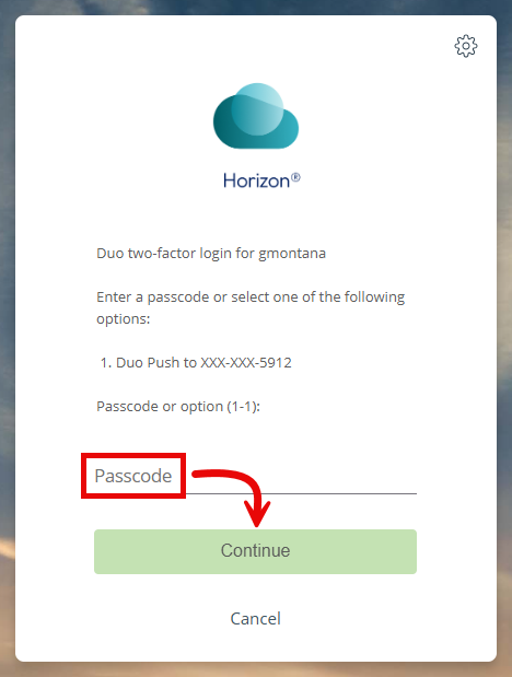 Horizon Two-Factor Prompt