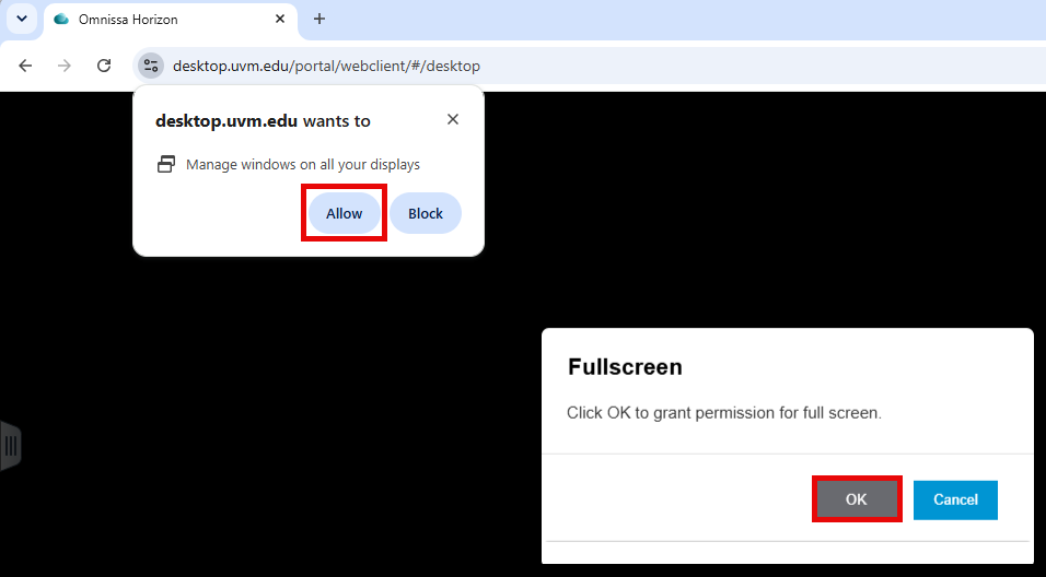 Allow and OK buttons