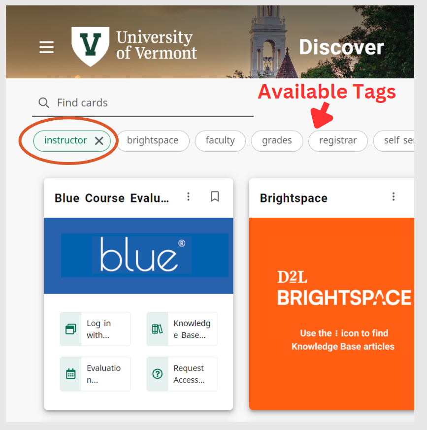 Using the Discover page and Instructor tag to show all content for instructors