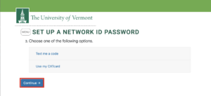 Network ID and Account Management verification page