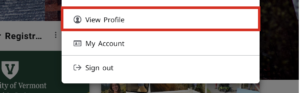 MyUVM View Profile Dropdown