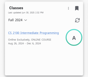 classes card screenshot