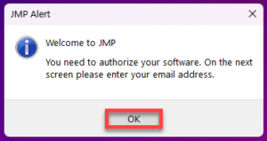 Authorize JMP SE before use.
