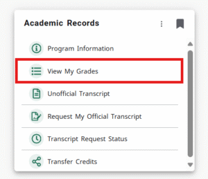 View grades with Academic Records card