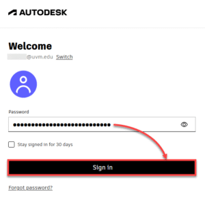 Enter the credentials to your Autodesk account.