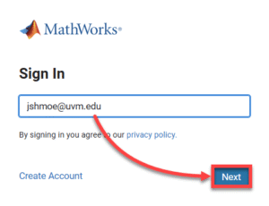 Sign in with your UVM email address.