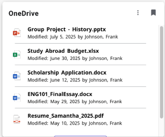 one drive card