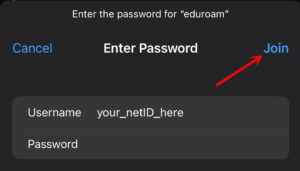 iOS wifi enter credentials