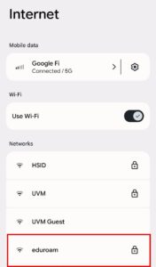 android network settings list
