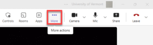 More options during a Teams meeting