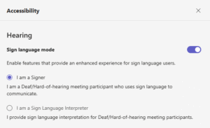 Choosing Sign Language Mode role