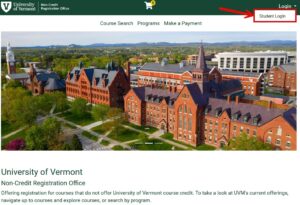 screenshot of the non-credit student portal landing page