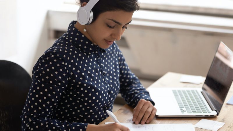 Student studying for online course