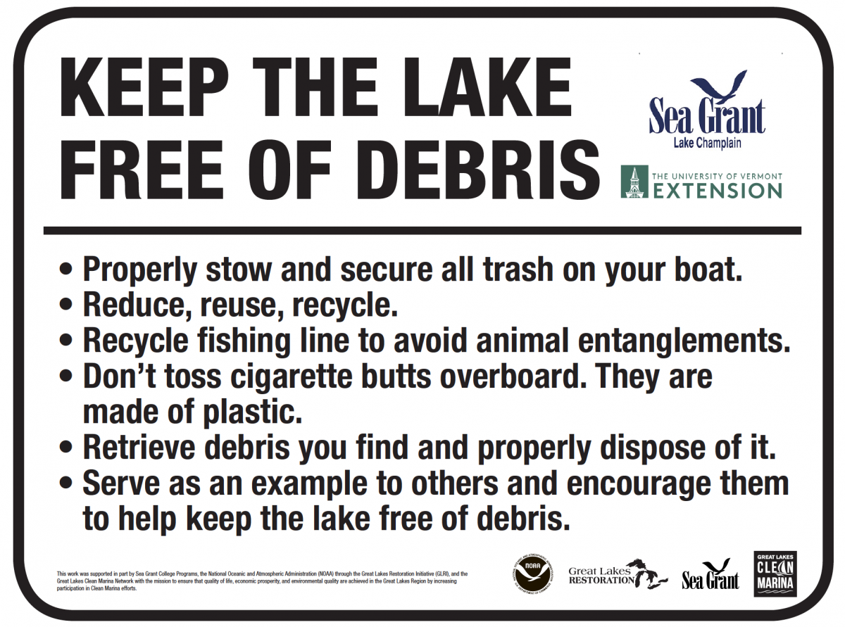 Keep the Lake Free of Debris sign