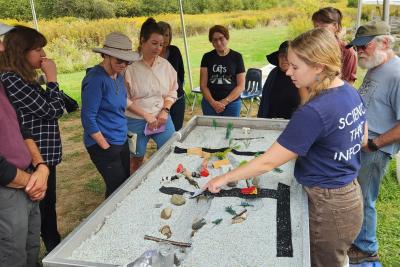 Spasyk using the Emriver Stream table at North Branch Nature Center