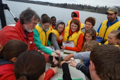 Students and teachers learning aboard the Marcelle Melosira