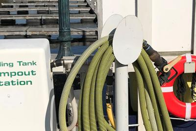 Sewage pumpout station at marina on Lake Champlain