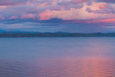 Lake Champlain pink sky