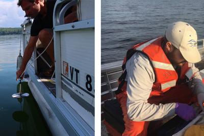 side by side images of research on Lake Champlain