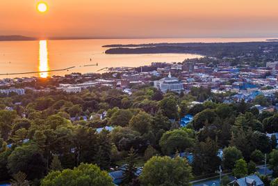 Sunset over Lake Champlain and Burlington, Vermont