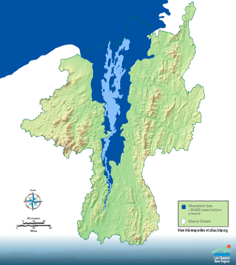 Map of Champlain Sea 10,000 years ago