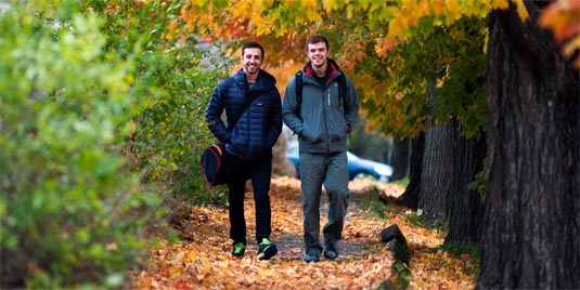 students walking on campus