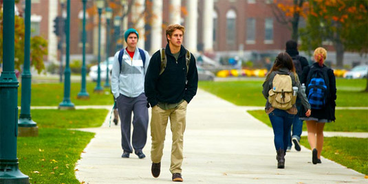 students walking on campus