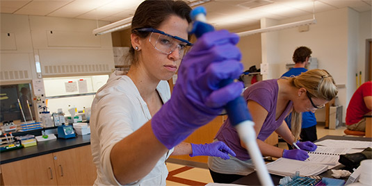 student in lab