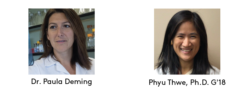 Dr. Paula Deming and Phyu Thwe, Ph.D. G'18