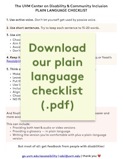 Document thumbnail. Text: Download our plain language checklist (.pdf)