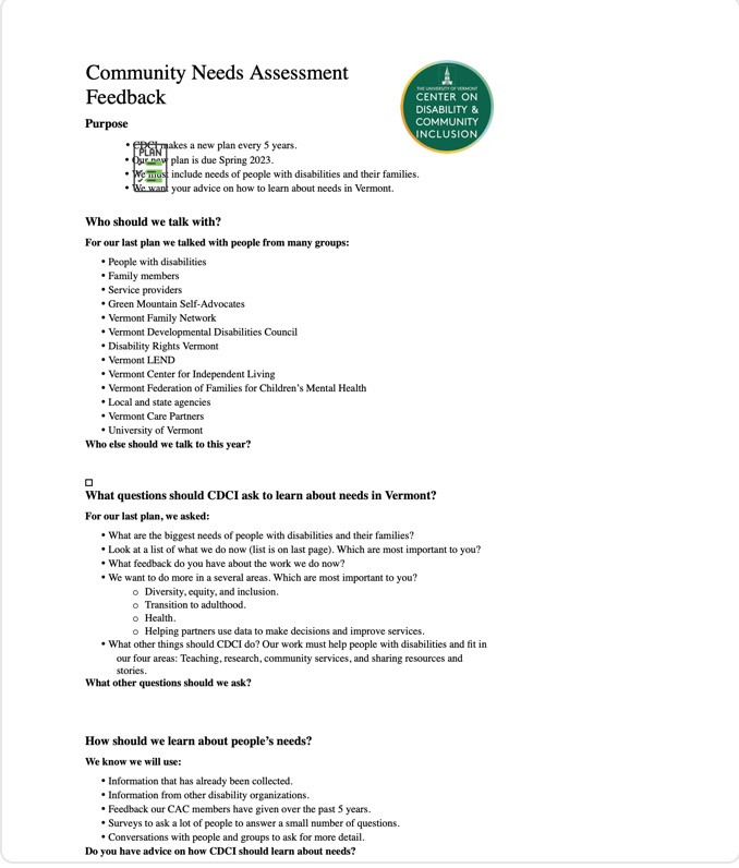 Thumbnail of Community Needs Assessment Word document