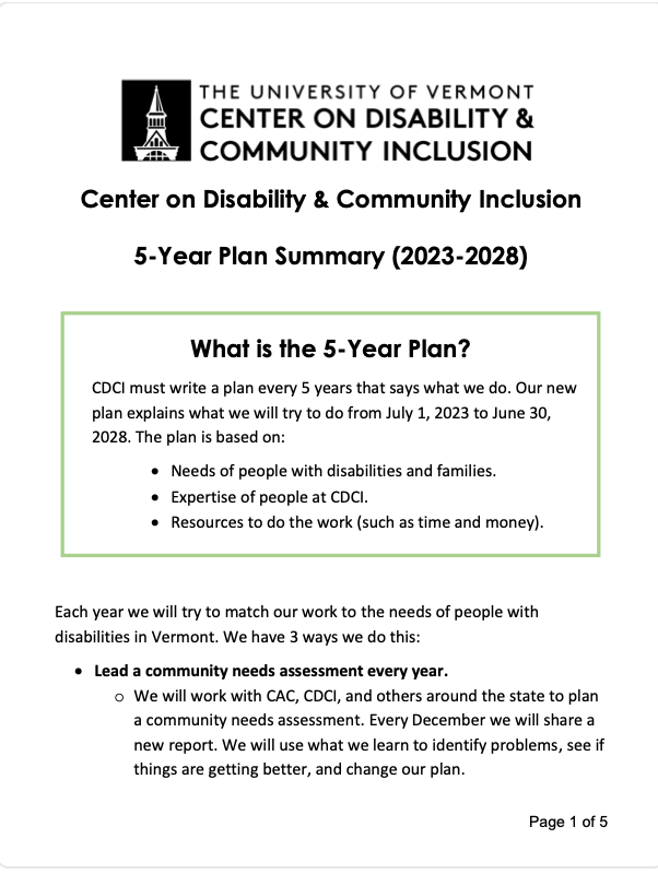 Thumbnail of the 5 Year Plan document