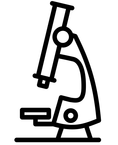 A line art icon of a microscope