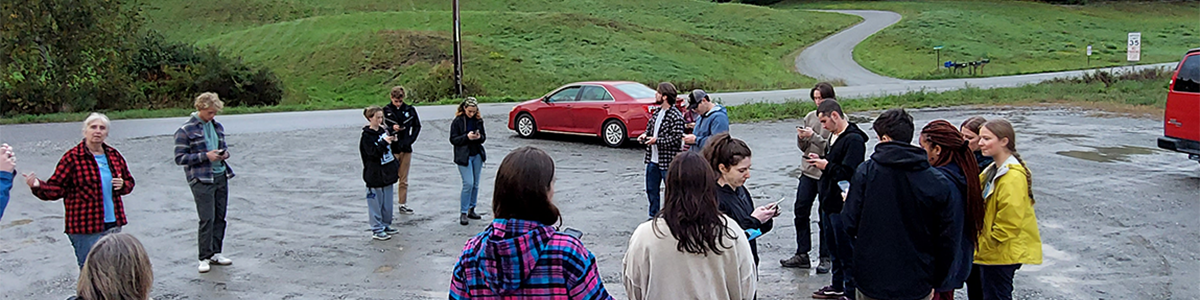 Students outdoors in rural setting