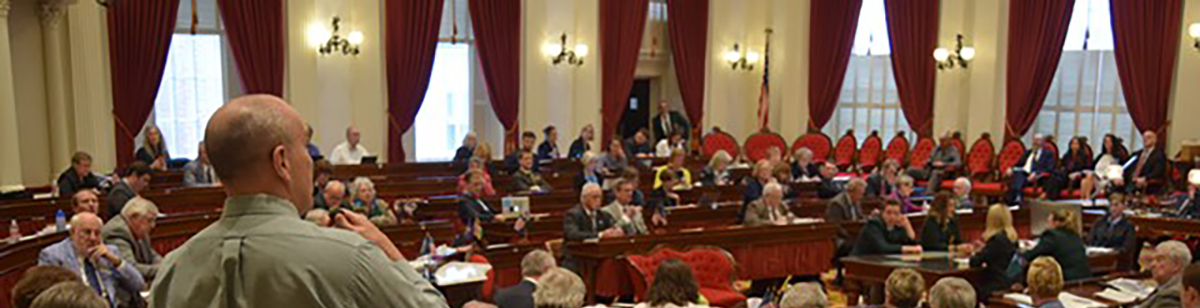 Vermont state legislature at work in the state house in Montpelier Vermont