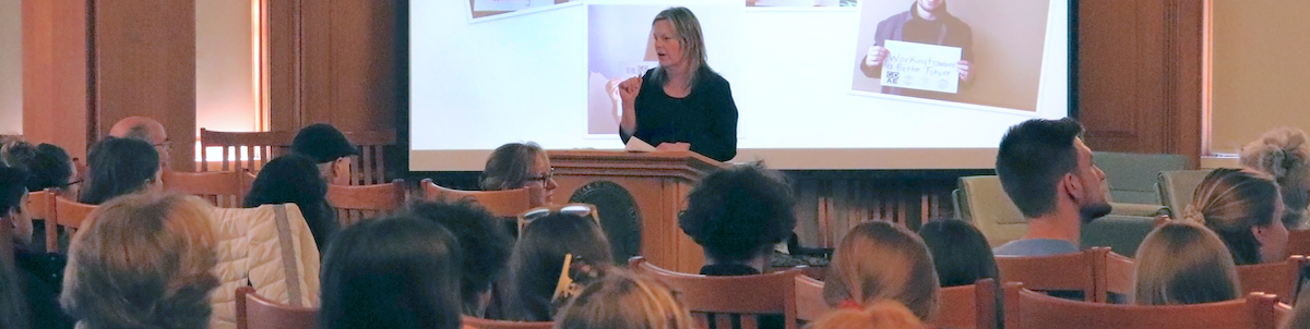 Professor Sarah Heiss facilitates the 2023 CDAE Student Town Hall