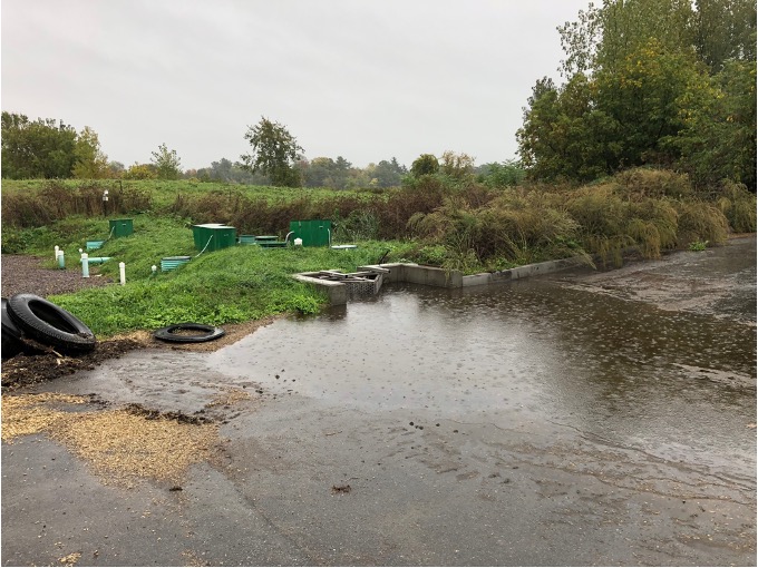 Pit for catching and treating silage run off at Miller Research Farm